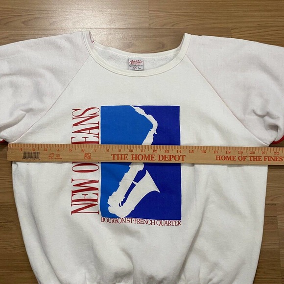 Vintage New Orleans Bourbon St French Quarter 80s Saxophone Cap Sleeve Shirt L - Picture 4 of 5